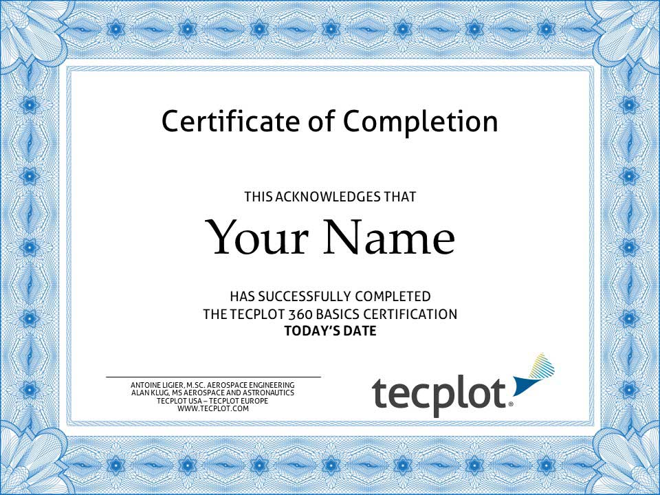 Tecplot 360 Basics Certificate