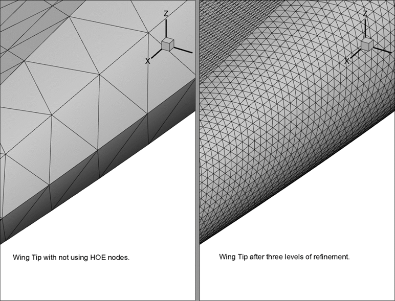 Wing Tips with and without HOE nodes
